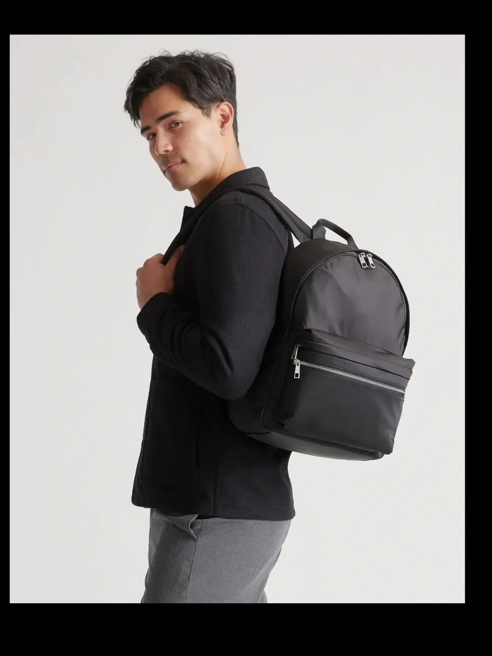 Quince Revive Unisex Black Nylon Daypack Backpack . Size OS